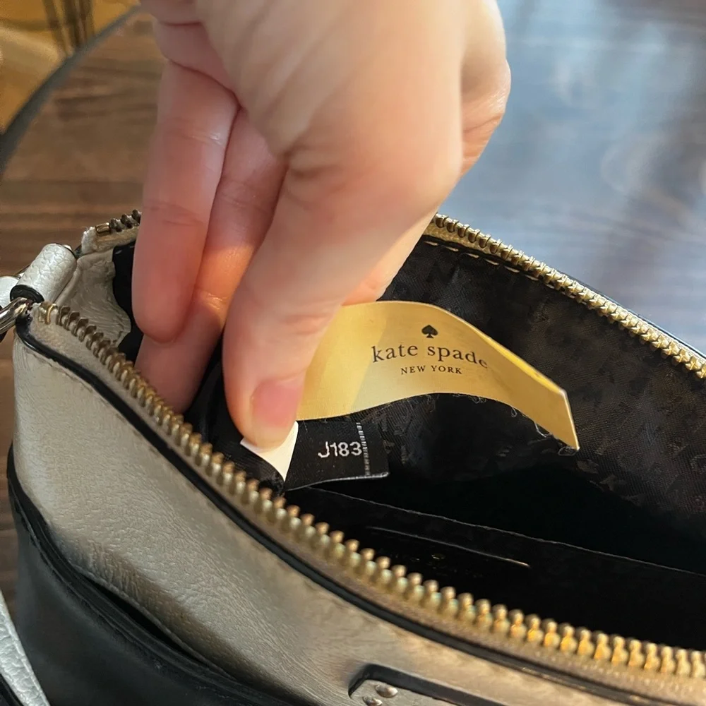 kate spade Two-Tone Black and Cream Pebbled Leather Crossbody